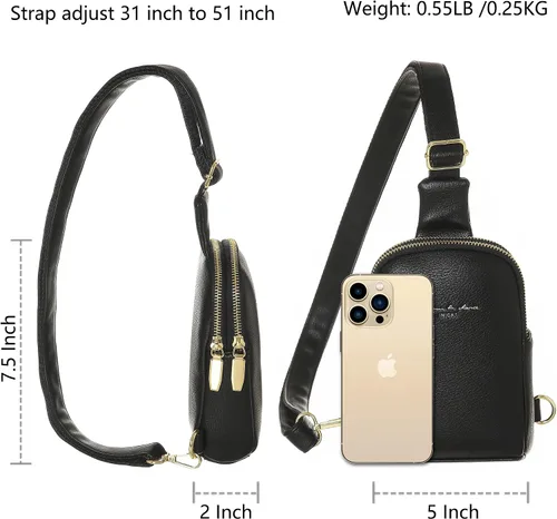 Vista 6 de INICAT Pequeñas bolsas cruzadas para mujer, de cuero vegano, para teléfono celular, riñoneras para mujeres y hombres