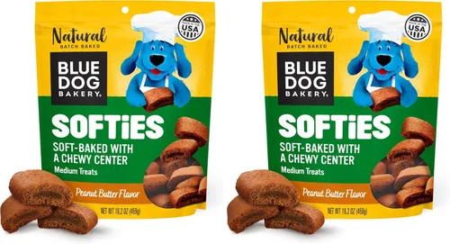 Vista 11 de Blue Dog Bakery Golosinas naturales para perros, Softies, sabor a mantequilla de maní, bolsa de 16.2 onzas, 6 bolsas