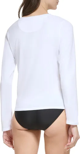 Vista 3 de Calvin Klein Camiseta estándar de manga larga con protección 40+ que absorbe la humedad UPF para mujer