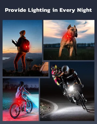Vista 6 de Zewdov Luces de bicicleta para conducción nocturna, luces de bicicleta recargables USB delanteras y traseras, luz impermeable IP65 para bicicleta