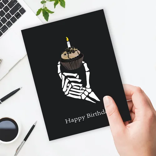 Vista 4 de Ziwen Tarjeta de Cupcake de Cumpleaños Grosera, Regalos Divertidos del Día Gótico para Ella y Él, Tarjeta de Feliz Cumpleaños para Hombres