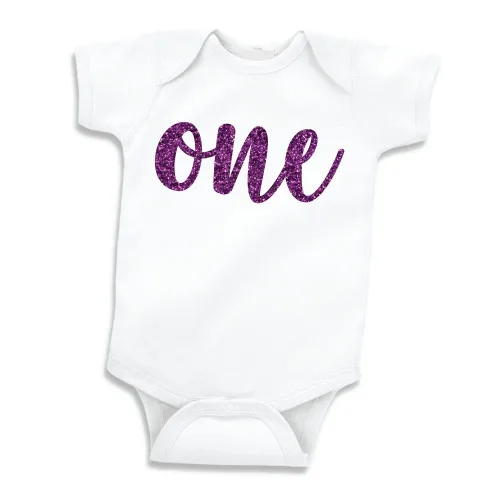 Vista 4 de Traje de primer cumpleaños para niña con camiseta de cumpleaños de un año (rosa brillante, 6-12 meses), Rosa (Glitter Pink)