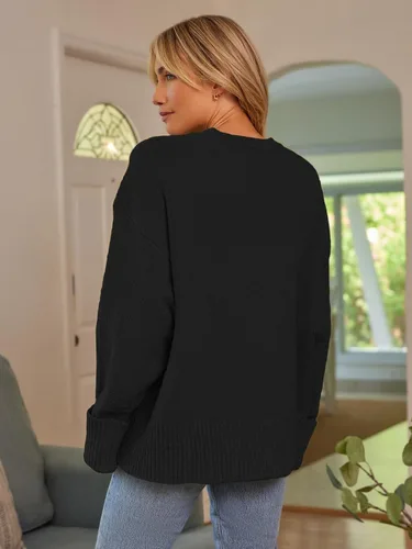 Vista 5 de LILLUSORY Women's Oversized Sweaters 2023 Fall Fuzzy Chunky Warm Pullover Sweater
