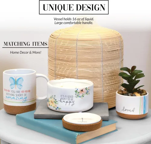 Vista 4 de Pavilion Gift Company - You Are Amazing - Taza de cerámica de 16 onzas con fondo esmaltado arenoso, mariposa