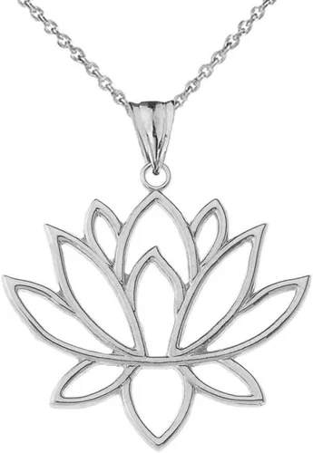 Vista 2 de Colgante de plata de ley con diseño de flor de loto y filigrana