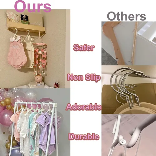 Vista 5 de Paquete de 6 perchas de ropa para perros y mascotas, mini perchas de perlas lindas