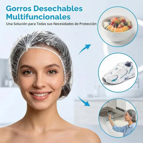 Vista 6 de MAQIHAN - 100 gorros de ducha desechables grandes – 20.5 pulgadas de plástico grueso
