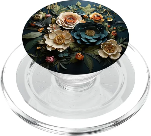 Vista 7 de flor floral hermosas flores y hojas verdes PopSockets intercambiables PopGrip