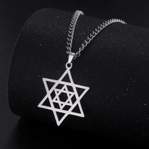 Vista 4 de EUEAVAN Collar con dije de estrella de David contra el mal de ojo de seis puntas con dije de estrella de David, hexagrama demoníaco religioso
