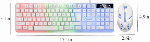 Vista 2 de Teclado y mouse para juegos con cable, teclado mecánico luminoso con sensación de mano, teclado portátil iluminado para computadora, computadora