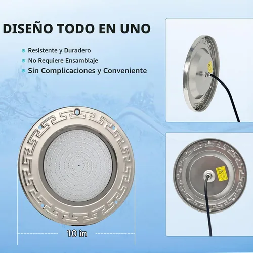 Vista 7 de Luces de piscina para piscina enterrada, luz LED grande de 10 pulgadas para piscina enterrada multicolor con cable de 100 pies para nicho húmedo