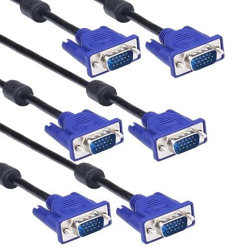 Vista 2 de Paquete de 3 cables VGA a VGA, cable HD15 macho a macho de 10 pies para monitor de computadora de TV con conector azul 3Pack 10Ft HD15 VGA male to