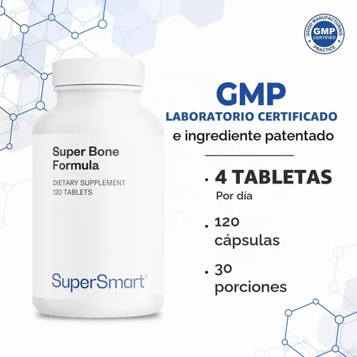 Vista 5 de Supersmart - Fórmula Super Bone - con calcio, magnesio, vitamina D3 y estroncio Sin OMG y sin gluten - 120 tabletas
