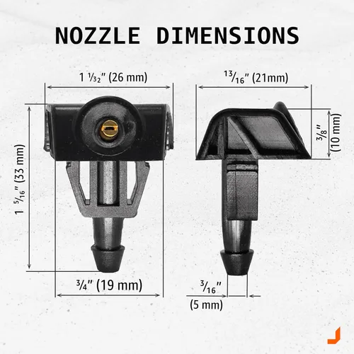 Vista 3 de Click&Fit Boquillas para limpiaparabrisas compatibles con Nissan Rogue 2008-2021, Murano Z51 2007-2016, LEAF 2010-2024, Juke Note – Los chorros