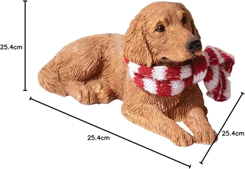 Vista 3 de Sandicast Adorno navideño Golden Retriever, dorado, blanco