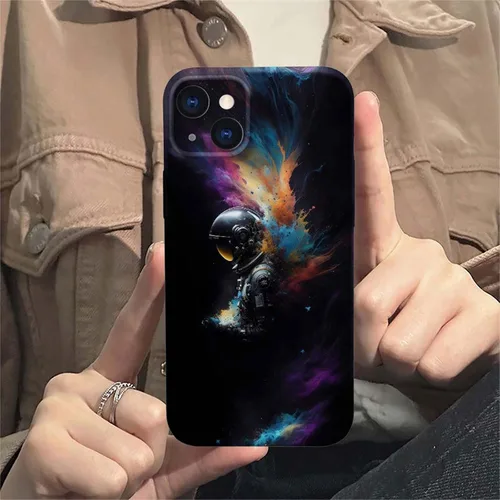 Vista 5 de ZHEGAILIAN Funda compatible con iPhone 13, funda de astronautas espaciales para iPhone 13, funda suave de TPU con proceso de impresión 3D, diseño