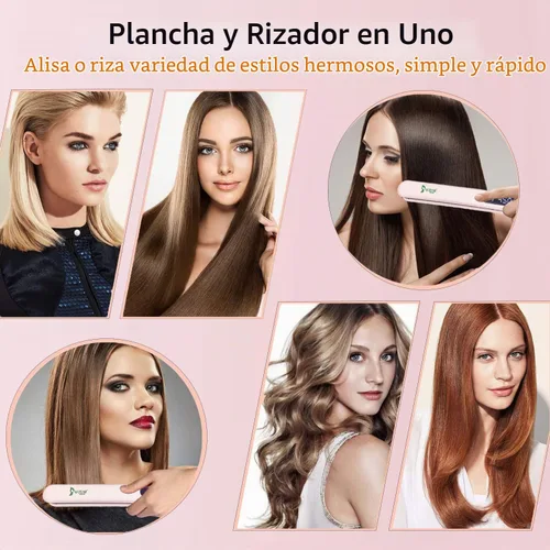 Vista 3 de USTAR Alisador y rizador de cabello 2 en 1, plancha plana de 1 pulgada con placas iónicas de cerámica de titanio y doble voltaje para menos