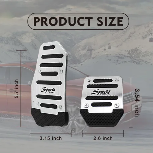 Vista 2 de Pack-3 Fundas Antideslizantes de Aleación de Aluminio para Pedales de Coche, Cobertura Anti-fricción para Pedal de Acelerador y Freno, Compatible