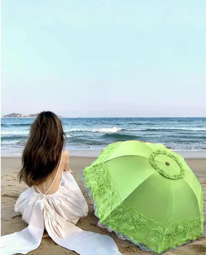 Vista 36 de WENDIN Sombrilla de encaje plegable vintage Paraguas gótico lluvia Anti-UV protección de encaje parasol cúpula Foto Props niñas sombrilla paraguas
