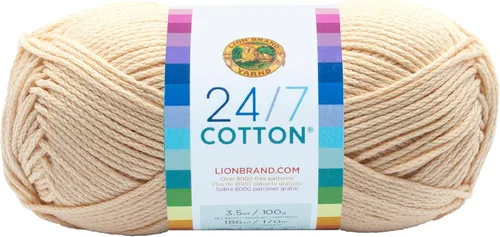 Vista 104 de Lion Brand Yarn - Hilo ligero 24/7 de algodón para tejer, hacer ganchillo y manualidades, Ámbar, paquete de 1 Light Worsted 100% Mercerized Cotton