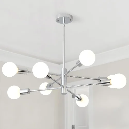 Vista 10 de HHR Candelabro Sputnik de 4 luces, Candelabro Moderno Negro Lámpara de Techo, Candelabros de Altura Ajustable para Comedor Isla de Cocina