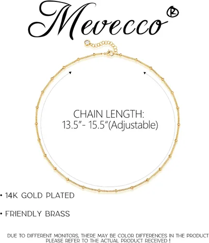 Vista 4 de MEVECCO - Delicada gargantilla y collar de cadena chapada en oro de 14 quilates, joyería de regalo para mujer