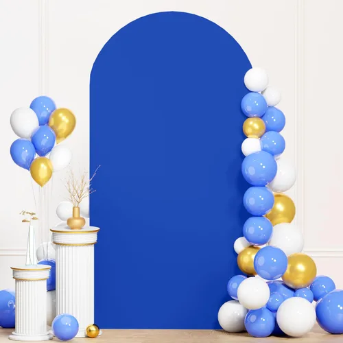 Vista 19 de Cubierta de Arco de Boda Azul Polvoriento 6FT Spandex Cubiertas de Arco Ajustadas Elásticas Cubierta de Arco Chiara de Fondo Elástico Cubiertas
