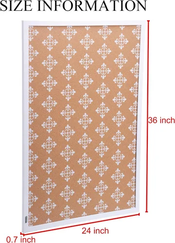 Vista 2 de SUNGIFT Tablero de corcho para pared con marco de 36 x 24 pulgadas, diseño floral, azulejos de corcho largo de corcho con pines, tableros de corcho