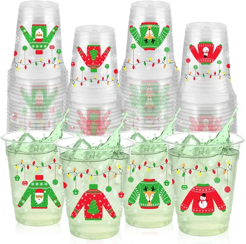 Vista 9 de ABURRORI 50 Piezas Vasos de Plástico de 12 Onzas Otoño Acción de Gracias, Vasos de Fiesta de Otoño Acción de Gracias con Estampado de Hoja de Arce
