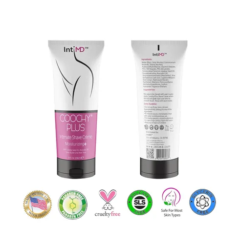 Vista 2 de IntiMD COOCHY PLUS (2 unidades) Crema de afeitado íntima sin erupciones con hidratación + 8 onzas Made in USA Value 2-pack of Coochy shaving cream
