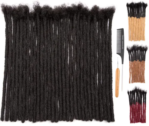 Vista 20 de DAIXI 0.2cm y 0.4cm y 0.6cm y 0.8cm de grosor 4-18 pulgadas 10 hebras extensiones de rastas de cabello humano 100% real para hombres/mujeres