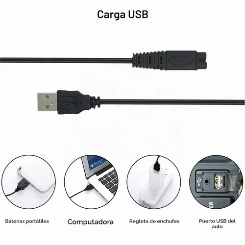 Vista 4 de Paquete de 2 cargadores de afeitadora USB para microtouch Solo Electric Shaver Solo Cable de carga de 31.5 pulgadas con 4 cepillos de limpieza 2