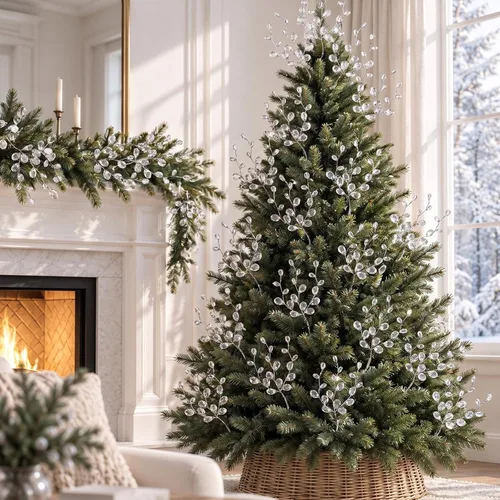 Vista 6 de Jetec 60 púas de cristal acrílico floral para árbol de Navidad