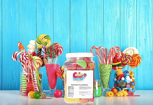 Vista 3 de Sarah's Candy Factory - Rebanadas de fruta surtidas (3 libras en frasco)