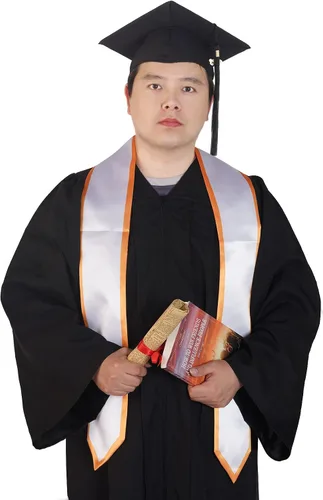 Vista 5 de Tongcloud Estola de graduación unisex de 72 pulgadas con molde, estola de graduación para adultos, estola de satén de graduación lisa para hombres