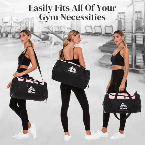 Vista 3 de RBX Bolsas de gimnasio para hombres, pequeña bolsa de gimnasio para mujeres con compartimento para zapatos, bolsa de lona para viajes, bolsa