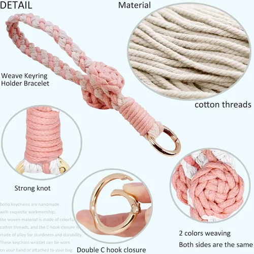 Vista 65 de BIHRTC Llavero de pulsera boho con soporte para lápiz labial, pulsera hecha a mano