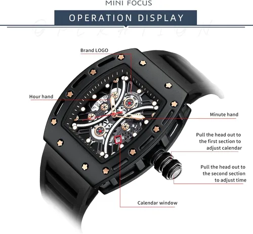 Vista 7 de MF MINI FOCUS Watch Wristwatch Fashion Hollow Big Dial Luminous Waterproof Sport Analog Quartz Business Mens Watches Silicon Strap Dress Watch