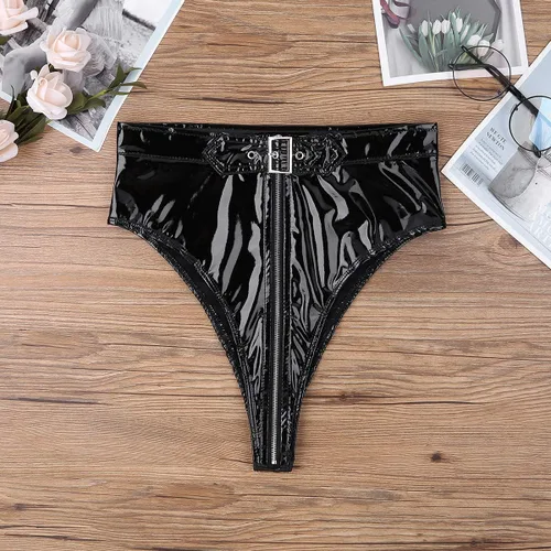 Vista 7 de CHICTRY Braguitas de bikini con cierre frontal abierto y hebillas para mujer