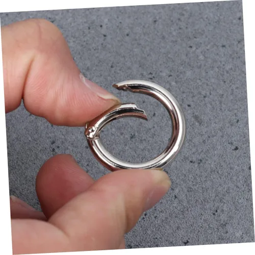 Vista 2 de TEHAUX 20 piezas Llavero Accesorios Mosquetón Acero Inoxidable Anillos de Salto de Acero Inoxidable Clip Mosquetón Redondo Metal O Anillo Anillo