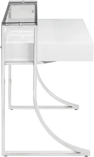 Vista 8 de Coaster Fine Furniture Gemma - Escritorio con 2 cajones, color blanco brillante y cromado