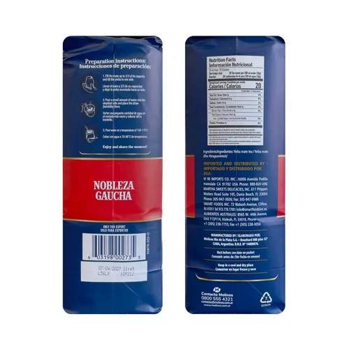 Vista 3 de Yerba Mate Tea Nobleza Gaucha - Tres bolsas de 2.2 libras - 3 kilos