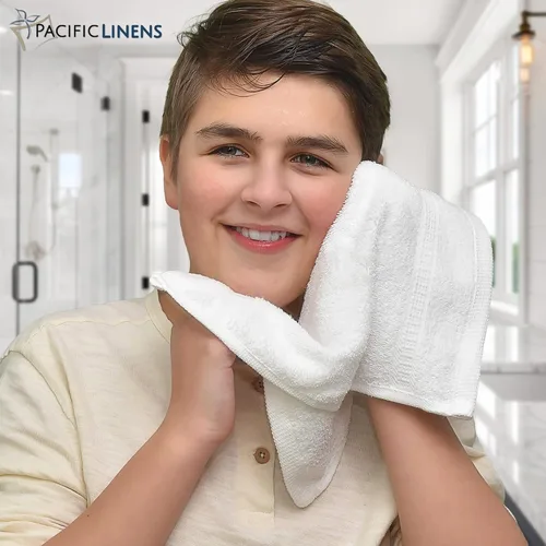Vista 7 de Pacific Linens Toallas de baño, 100% algodón, 13 x 13 pulgadas, toalla facial para uso en baño y cocina, paños de lavado, paquete de 12