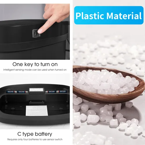Vista 5 de YRLLENSDAN Cubo de basura de cocina de 13 galones con tapa, bote de basura automático sin contacto para cocina, cubo de basura de plástico PP