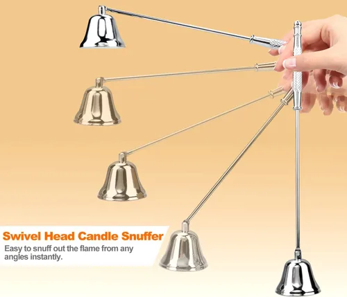 Vista 4 de GOSGOONE - Detector de velas, elegante extintor de velas con mango largo, con bisagras, accesorio para apagar la llama de la vela de forma segura
