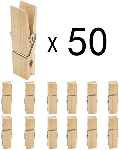 Vista 3 de 50 pinzas de madera grandes, resistentes y resistentes para colgar, al aire libre, manualidades
