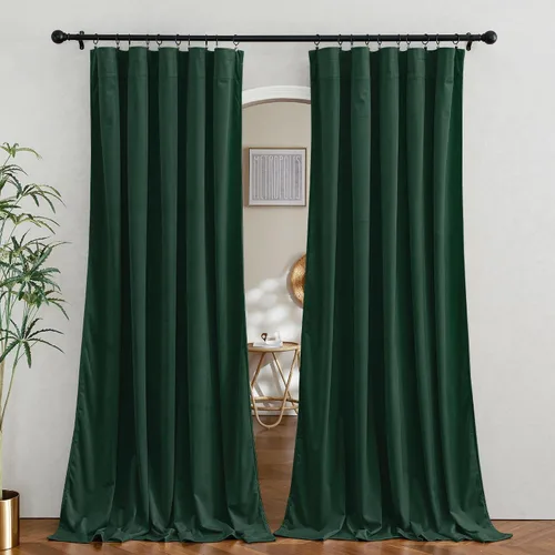 Vista 59 de RYB HOME Cortinas opacas de terciopelo para dormitorio, aislamiento térmico, privacidad, luz solar, bloqueo de calor, cortinas lujosas con bolsillo