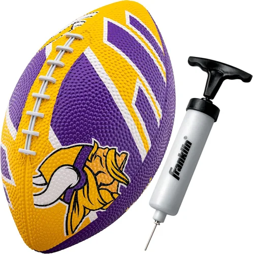 Vista 9 de Franklin Sports NFL Team Footballs - Rubber Youth Mini Balls for All Teams - Kids 8.5" Football + Air Pump Sets - Official NFL Licensed