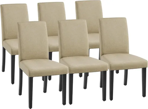 Vista 17 de Yaheetech Juego de 4 sillas de comedor tapizadas para cocina, color marrón Marrón oscuro