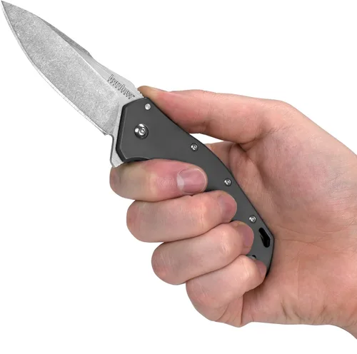 Vista 8 de Kershaw Eris, cuchillo de bolsillo con punta filosa y apertura asistida rápida y segura, gris EDC con apertura asistida, bolsillo reversible